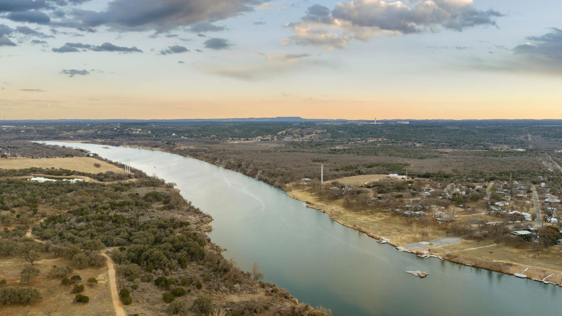 Lake Marble Falls winding through the Highland Lakes